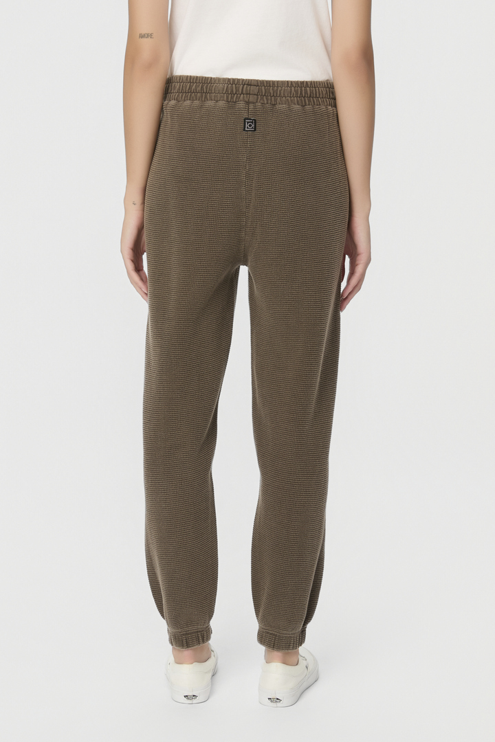 Waffle Cuffed Sweatpants Vintage Mocha