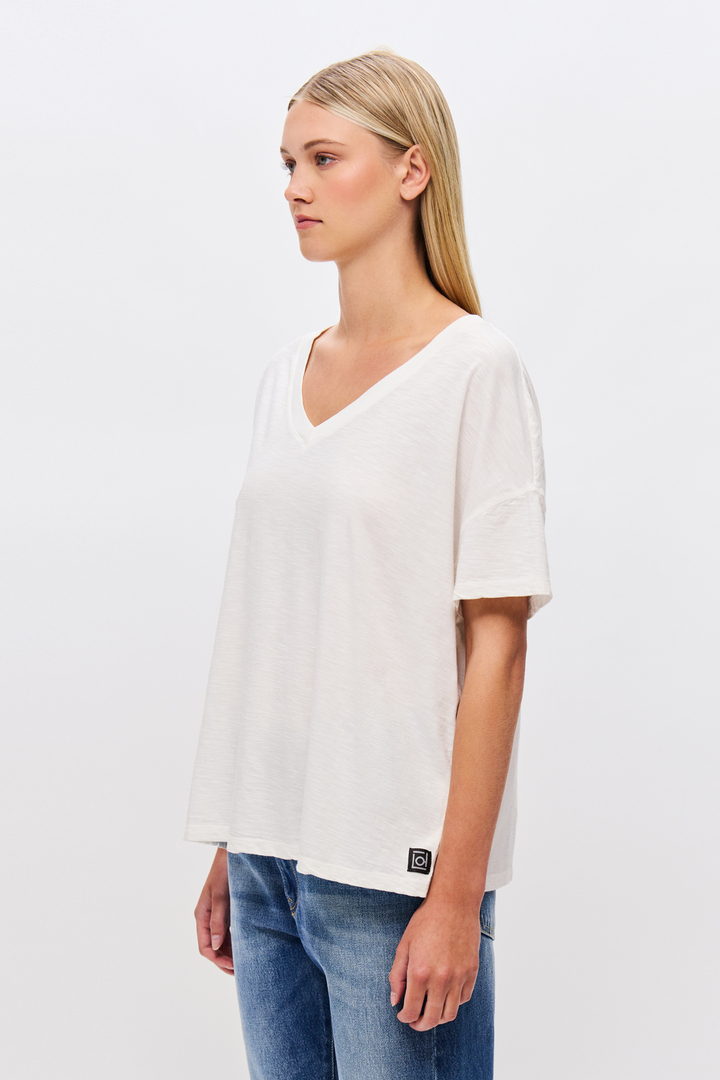Oversized T-Shirt With V Neckline White