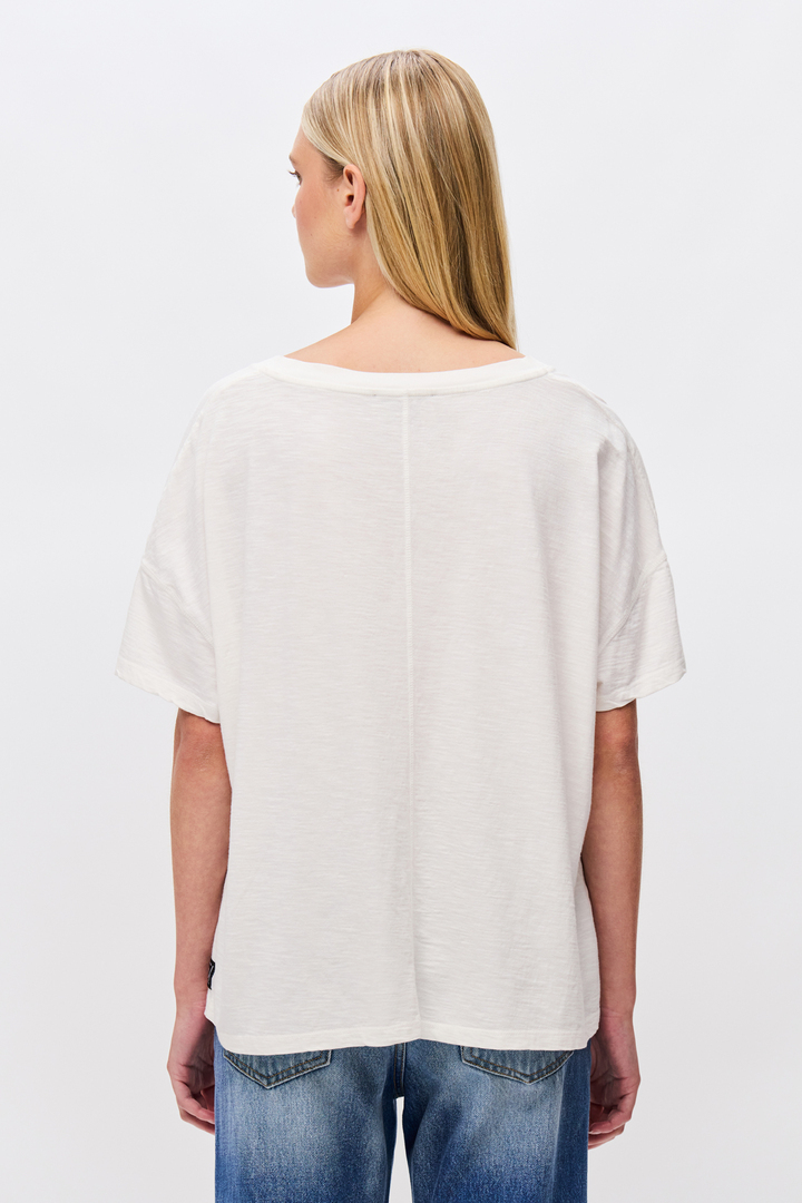 Oversized T-Shirt With V Neckline White