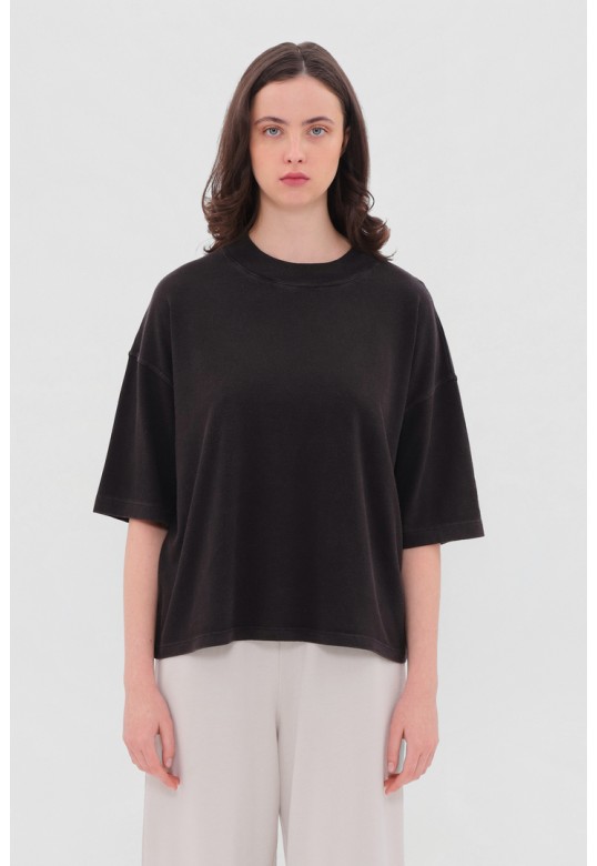 Oversized Mock-Neck T-Shirt