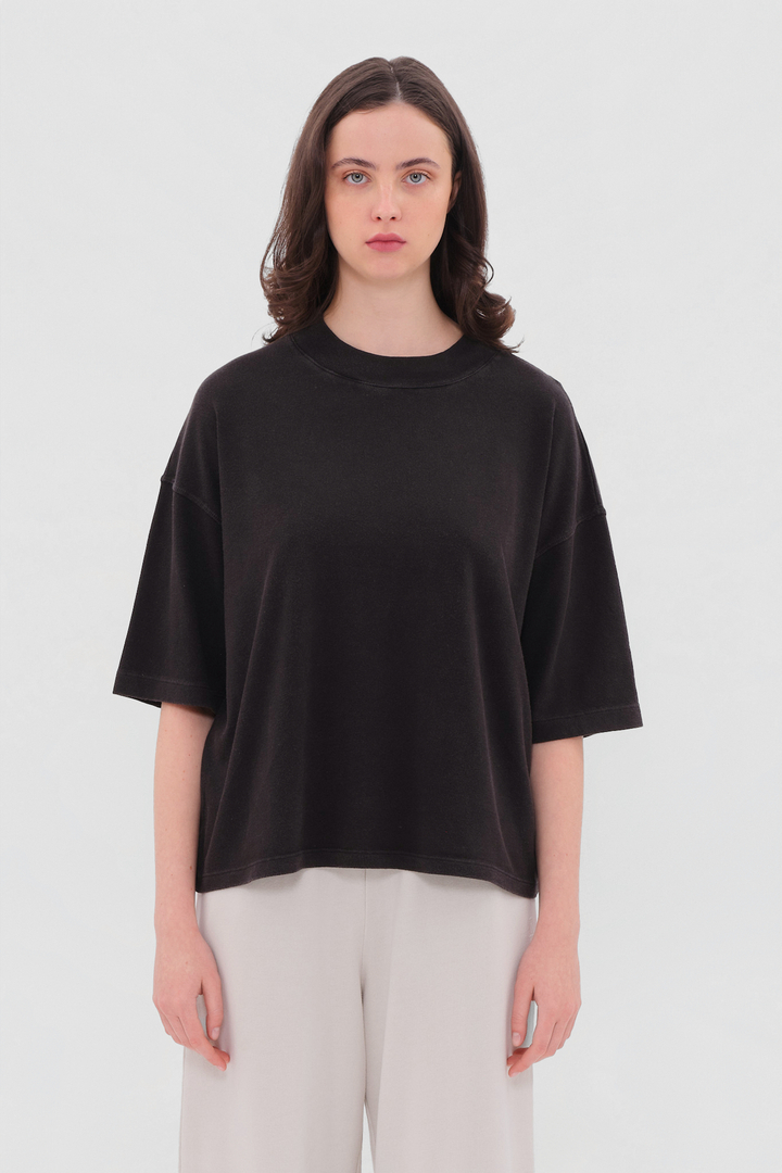 Oversized Mock-Neck T-Shirt