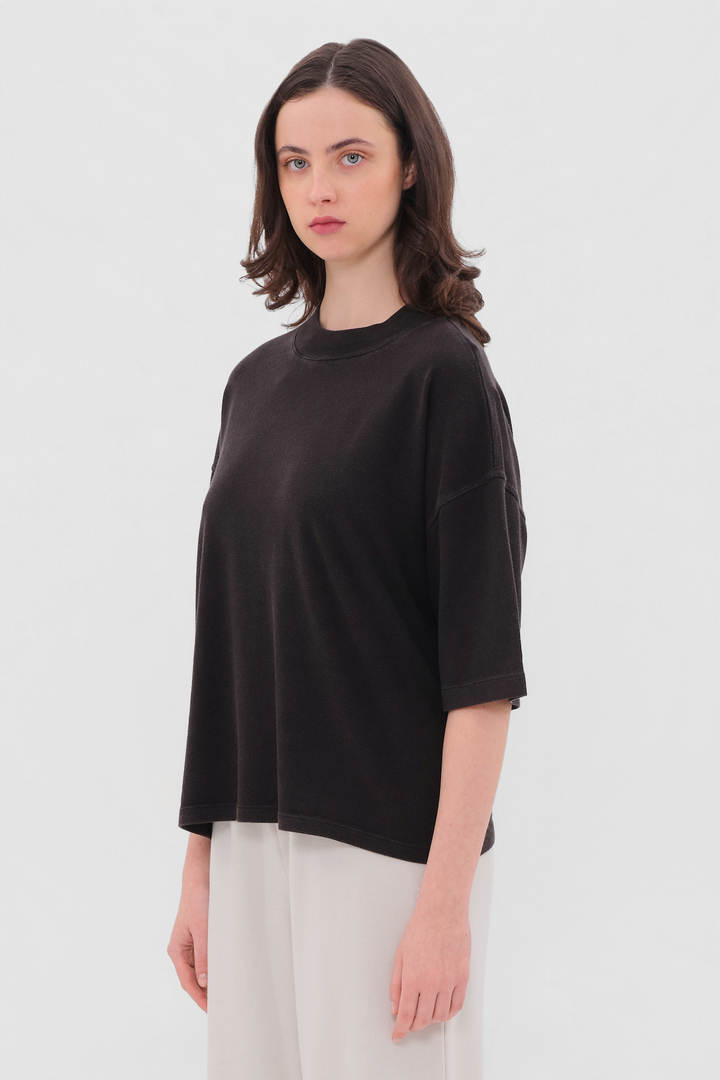 Oversized Mock-Neck T-Shirt