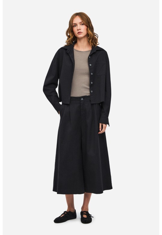 Pleated Long Bermuda Black