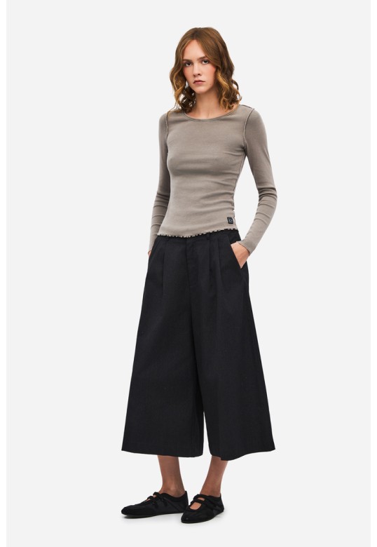 Pleated Long Bermuda Black