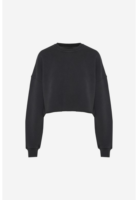 Cropped Crewneck Sweatshirt Vintage Black