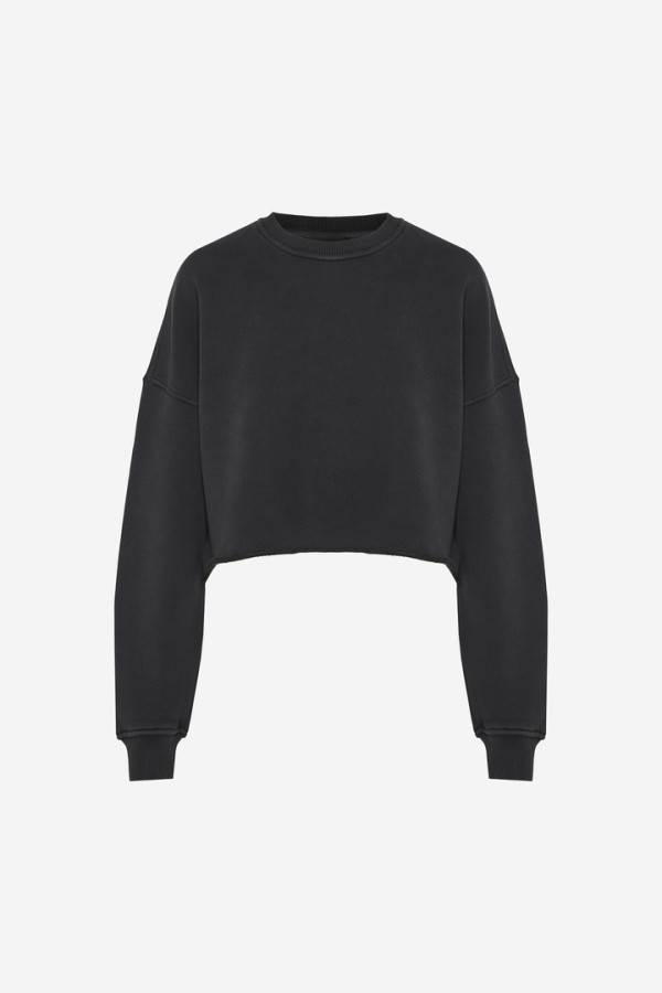 Cropped Crewneck Sweatshirt Vintage Black