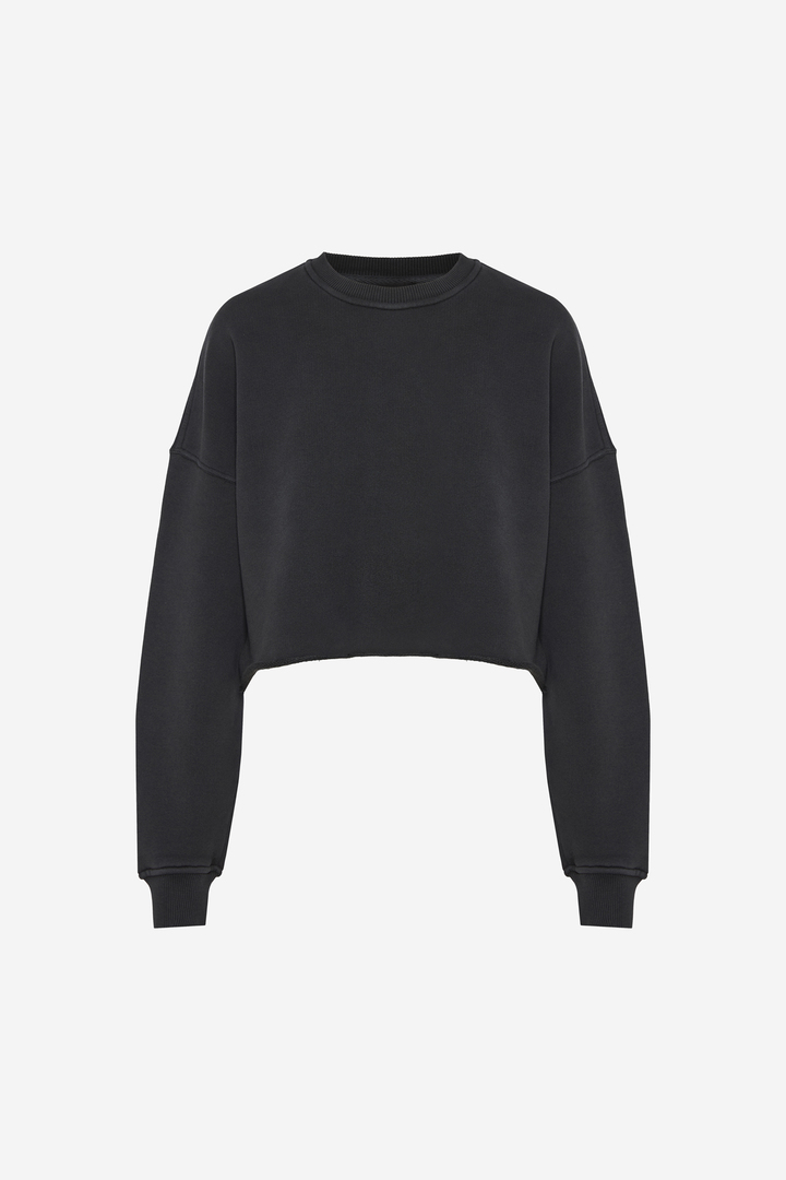 Cropped Crewneck Sweatshirt Vintage Black