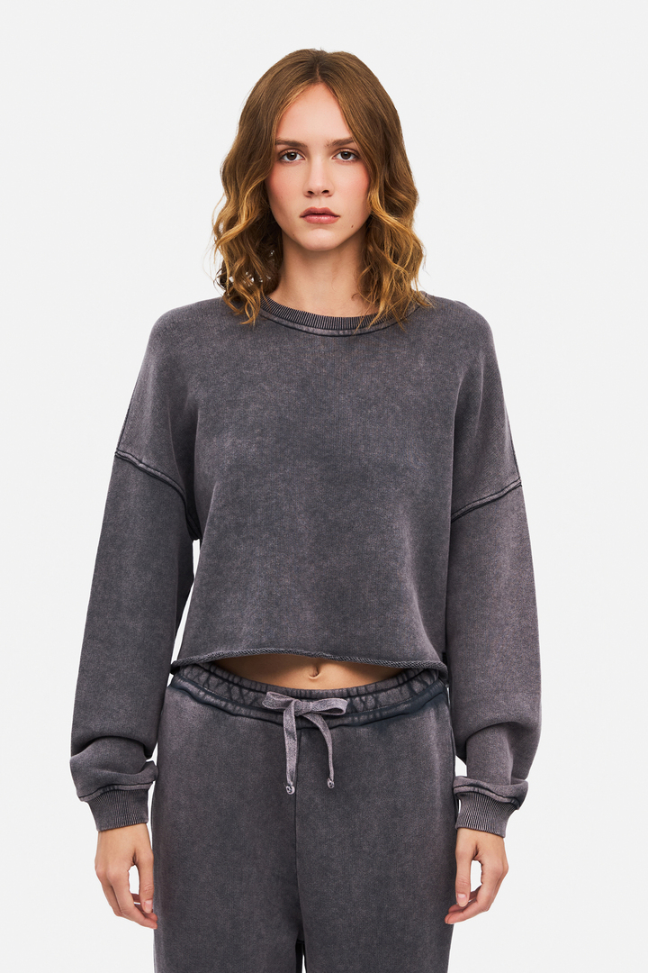 Cropped Crewneck Sweatshirt Shadow Grey