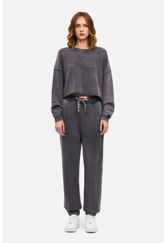 Cropped Crewneck Sweatshirt Shadow Grey