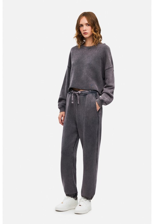 Cropped Crewneck Sweatshirt Shadow Grey