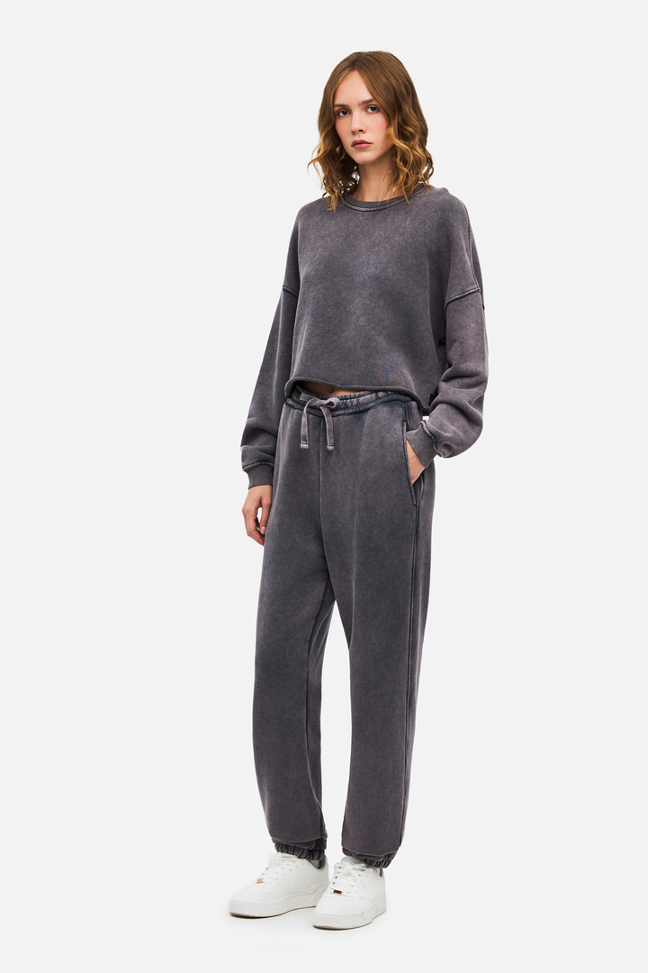 Cropped Crewneck Sweatshirt Shadow Grey