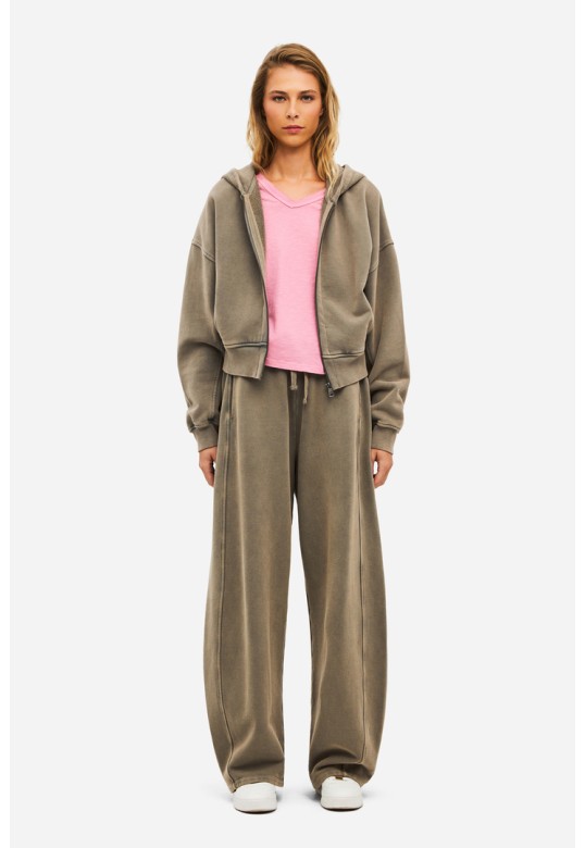 Cropped Full Zip Hoodie with Seaming VINTAGE ROCK
