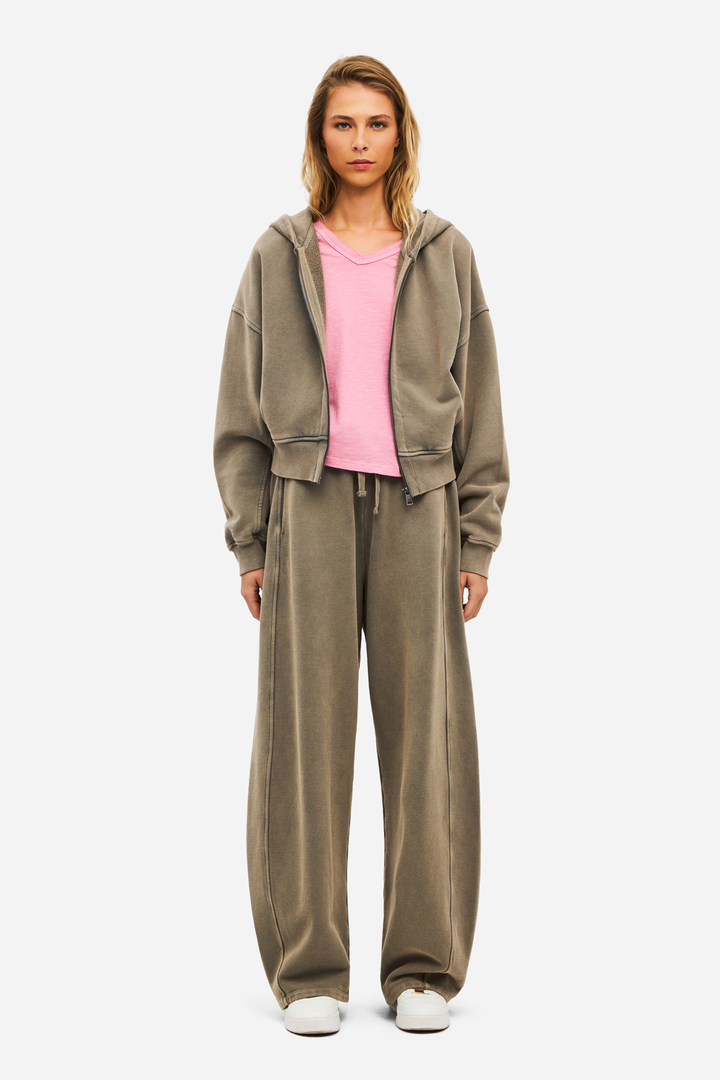 Cropped Full Zip Hoodie with Seaming VINTAGE ROCK