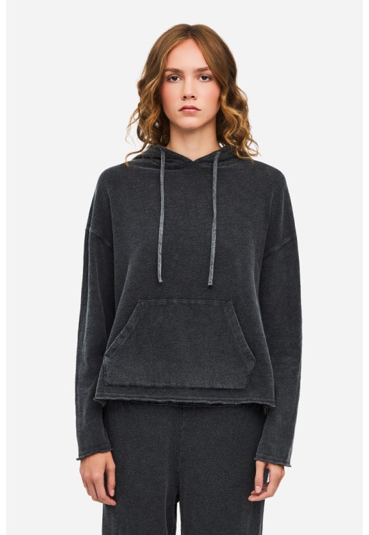 Women's Hooded Sweatshirt with Pocket VINTAGE BLACK