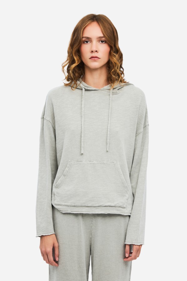 Women's Hooded Sweatshirt with Pocket VINTAGE GREIGE