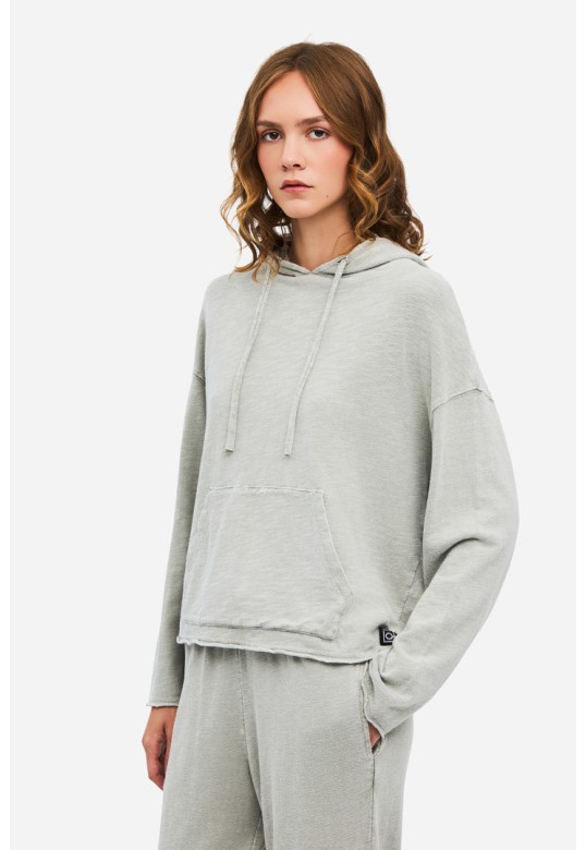 Women's Hooded Sweatshirt with Pocket VINTAGE GREIGE