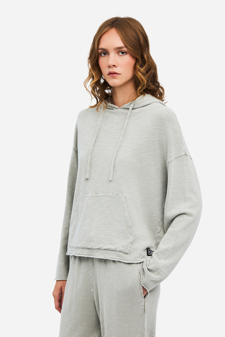 Women's Hooded Sweatshirt with Pocket VINTAGE GREIGE