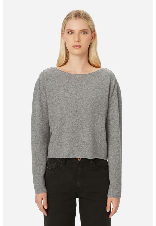 Cashmere Cropped Sweater Grey Melange
