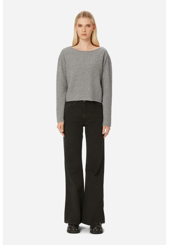 Cashmere Cropped Sweater Grey Melange