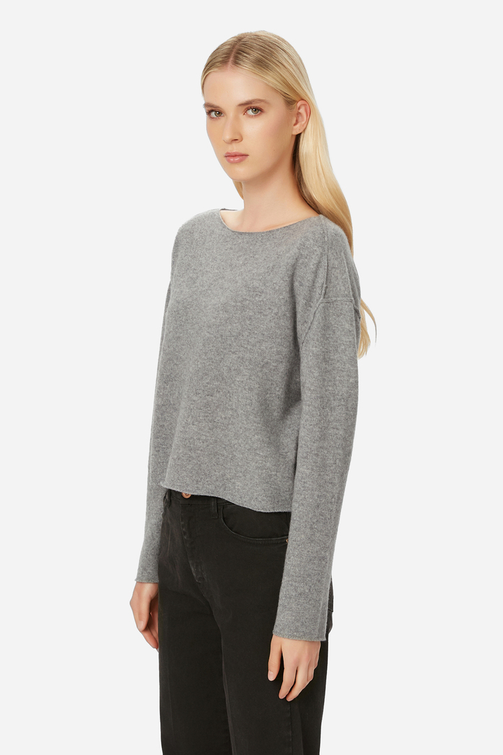 Cashmere Cropped Sweater Grey Melange