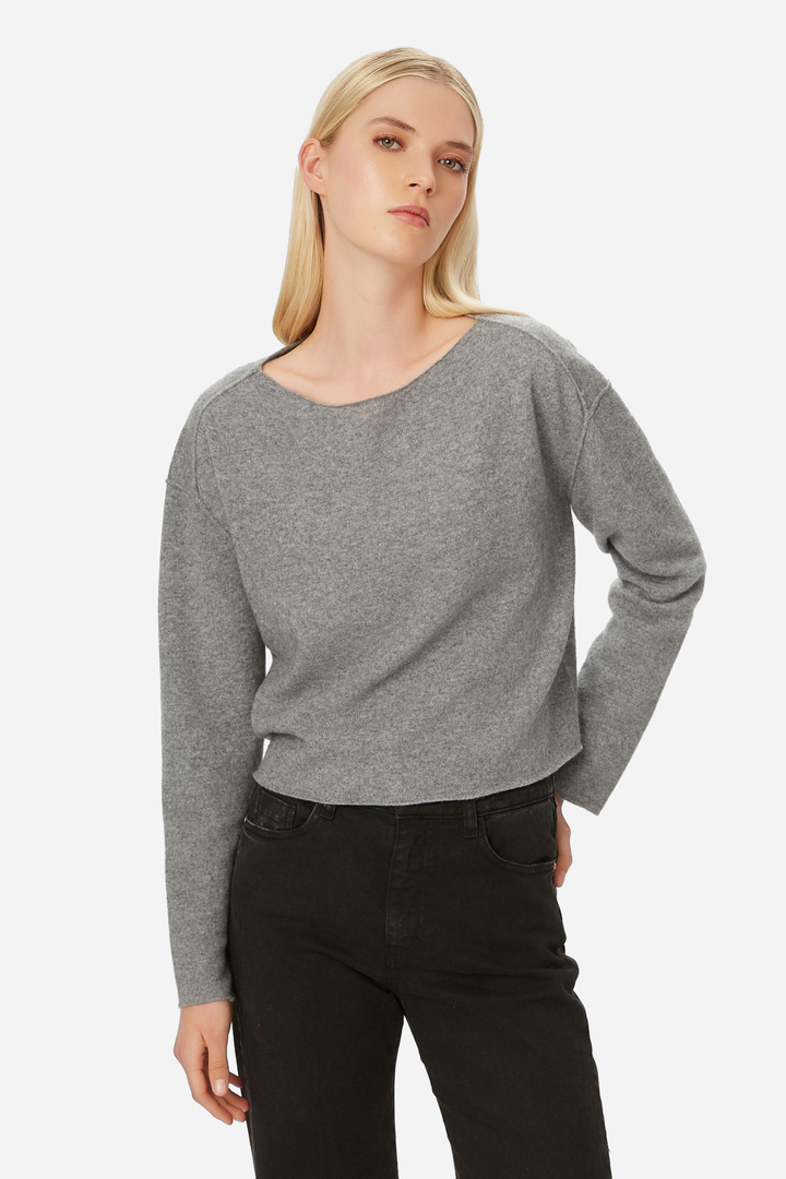 Cashmere Cropped Sweater Grey Melange