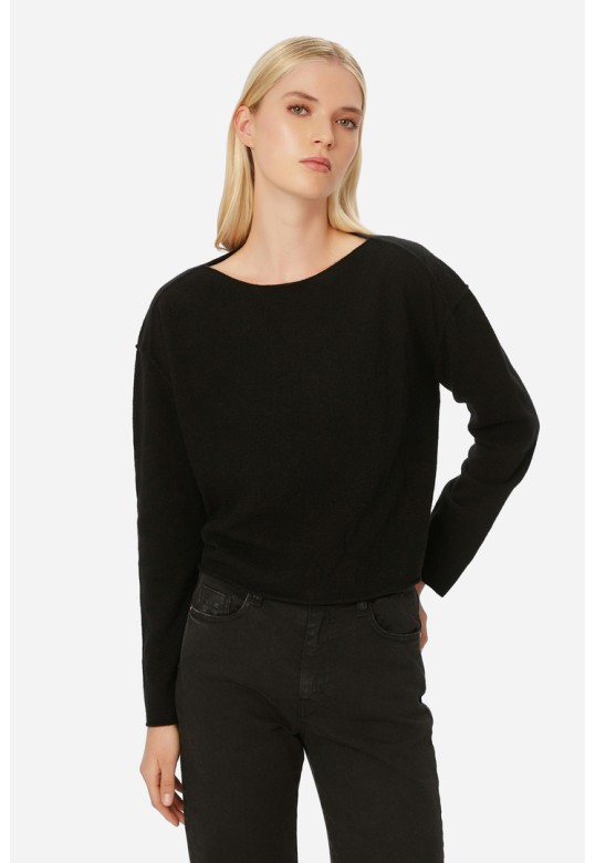 Cashmere Cropped Sweater Black