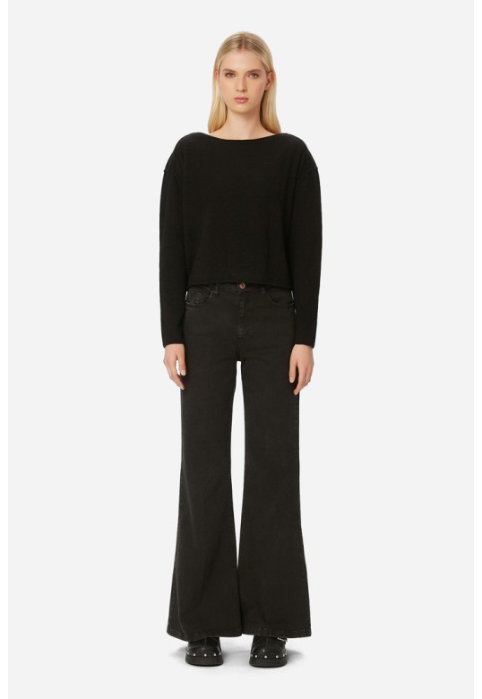 Cashmere Cropped Sweater Black