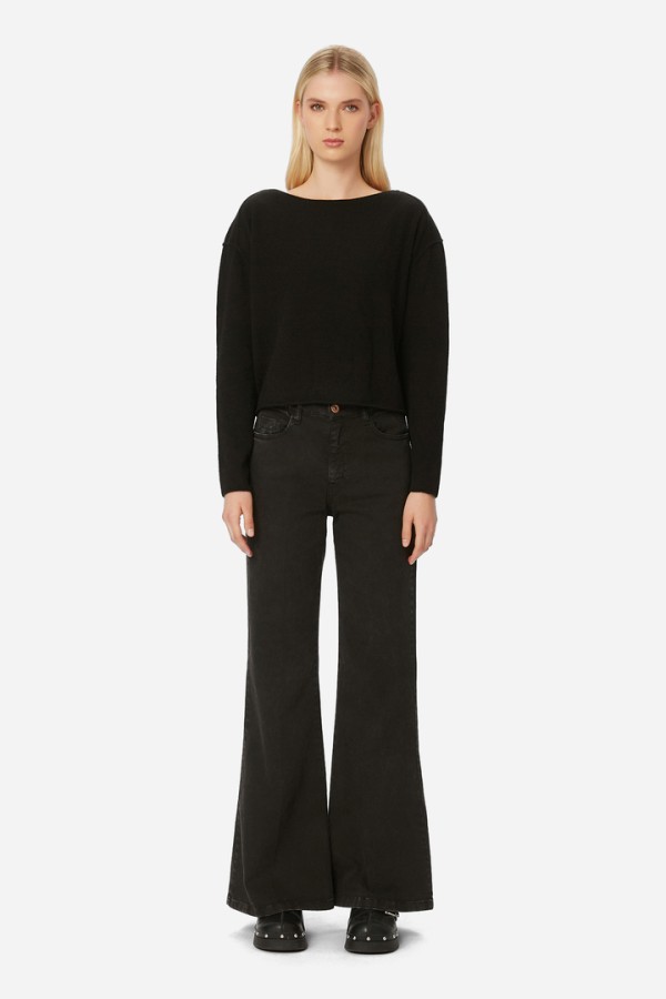 Cashmere Cropped Sweater Black