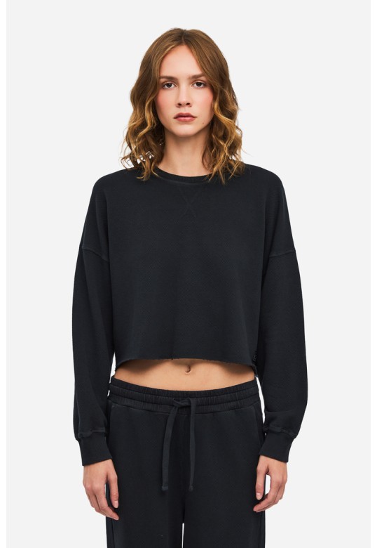 Cropped Long Sleeve Top VINTAGE BLACK