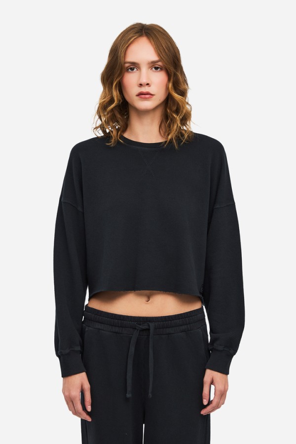 Cropped Long Sleeve Top VINTAGE BLACK