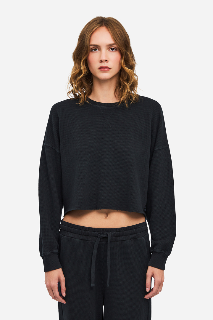 Cropped Long Sleeve Top VINTAGE BLACK