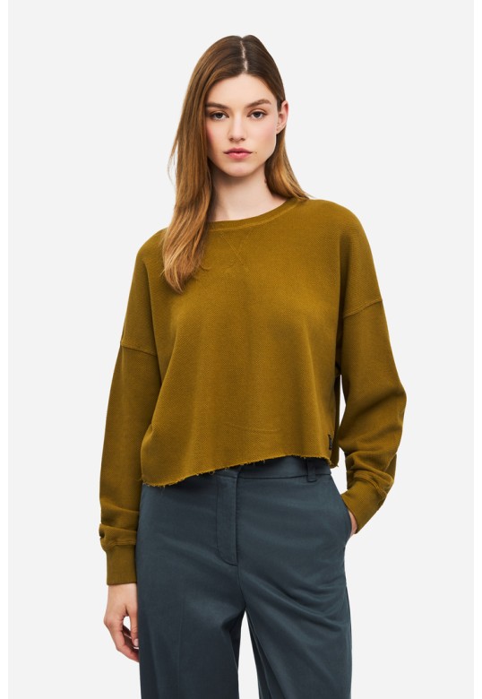 Cropped Long Sleeve Top OLIVE