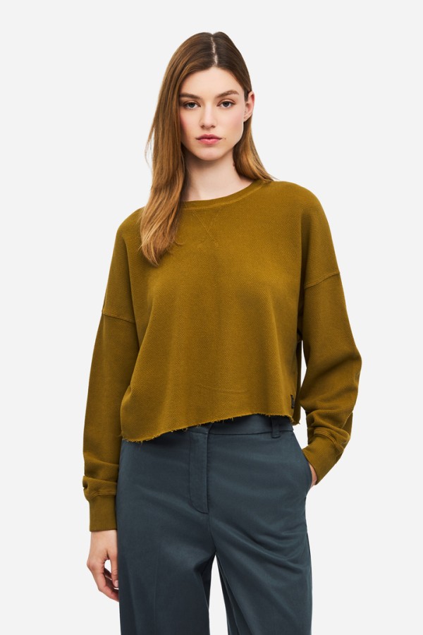 Cropped Long Sleeve Top OLIVE
