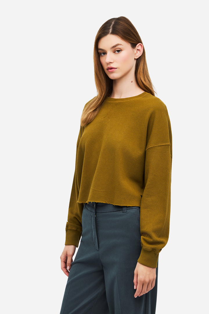 Cropped Long Sleeve Top OLIVE