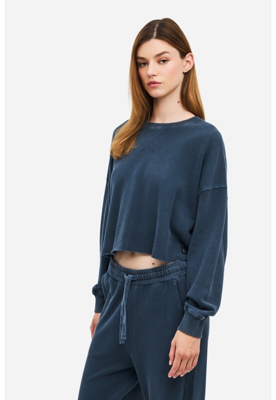 Cropped Long Sleeve Top VINTAGE BLUE