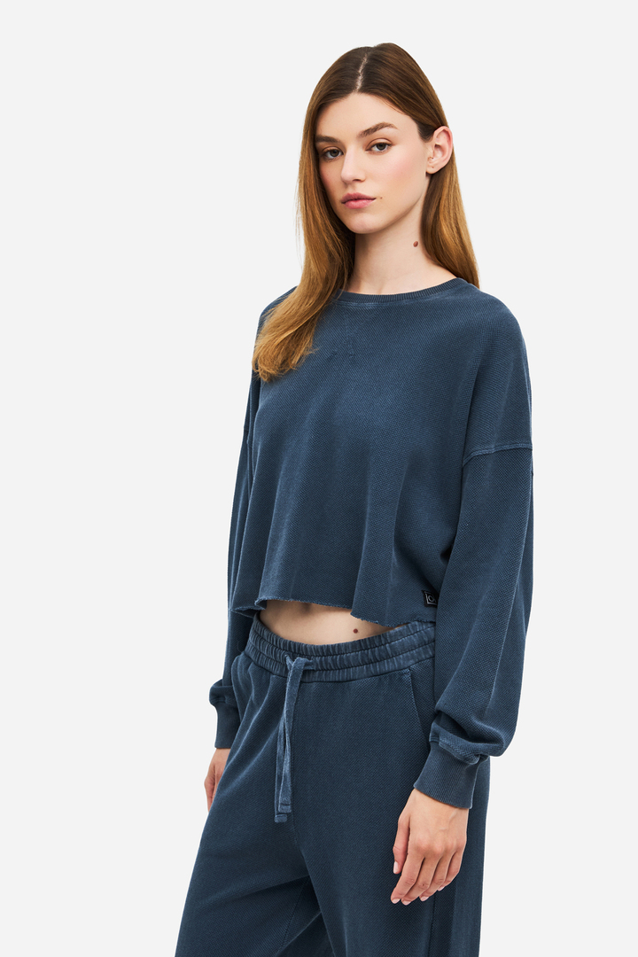 Cropped Long Sleeve Top VINTAGE BLUE