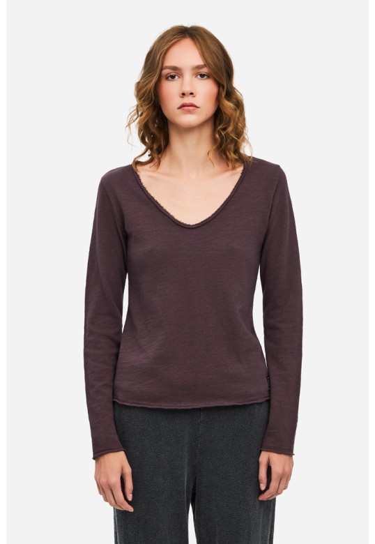 Long Sleeve V-Neck Top COCOA