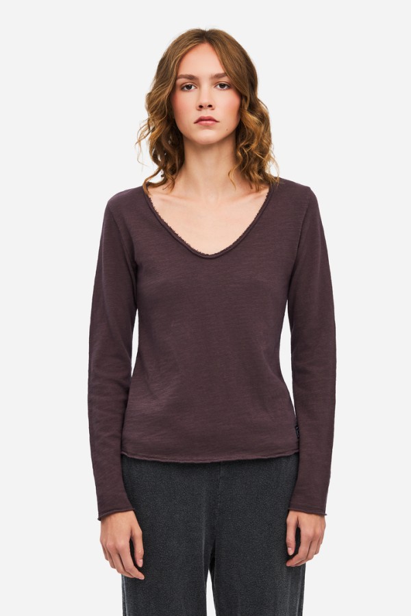 Long Sleeve V-Neck Top COCOA