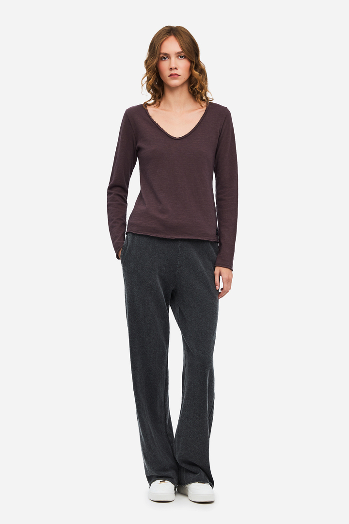 Long Sleeve V-Neck Top COCOA