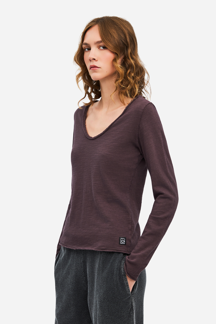 Long Sleeve V-Neck Top COCOA