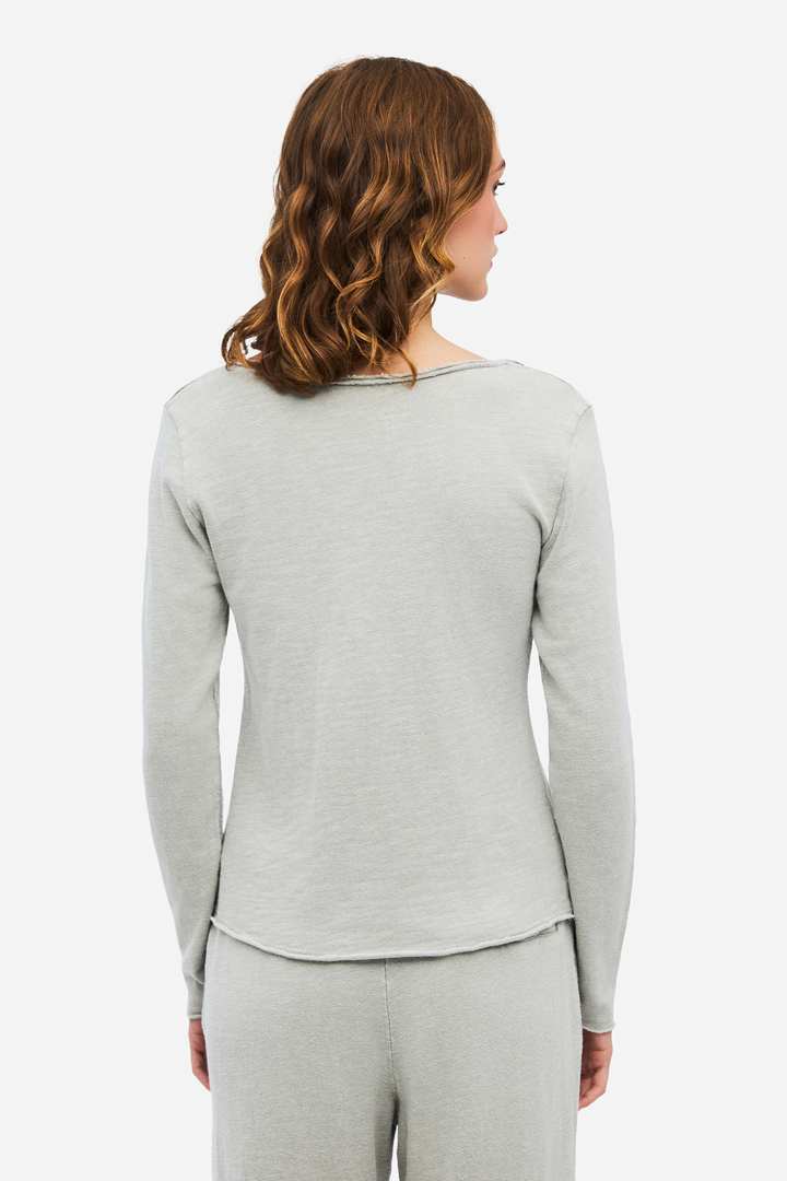 Long Sleeve V-Neck Top VINTAGE GREIGE