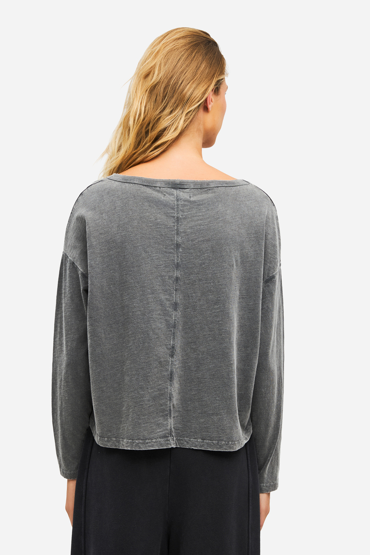 Oversized Long Sleeve V-Neck T-Shirt VINTAGE GREY