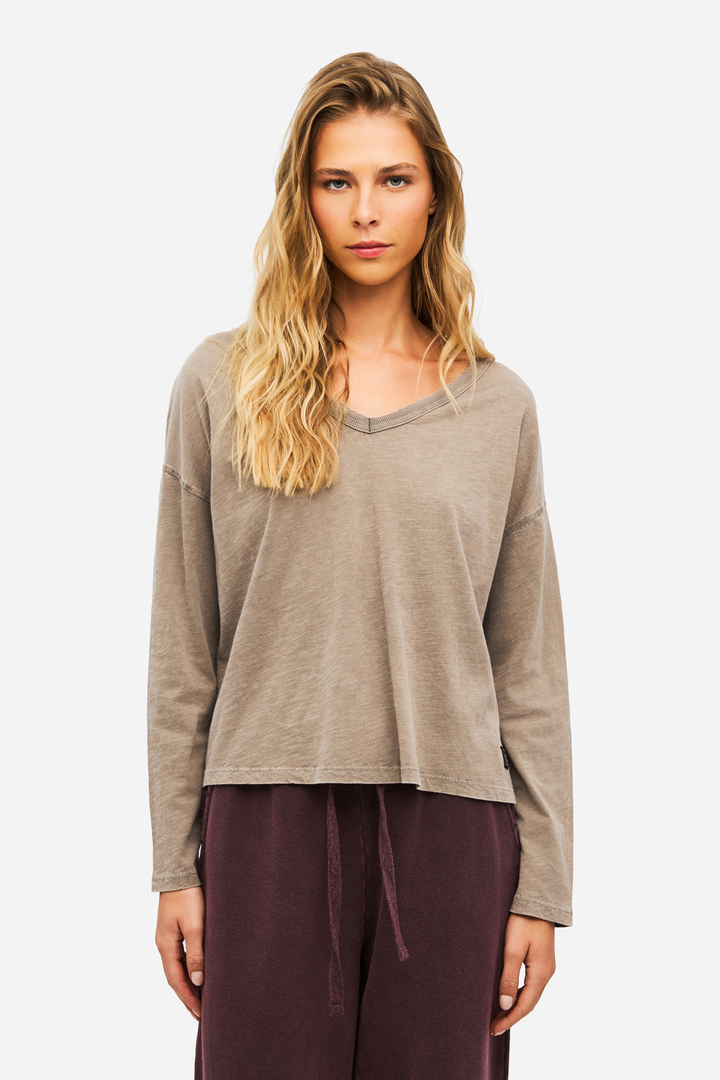 Oversized Long Sleeve V-Neck T-Shirt VINTAGE ROCK