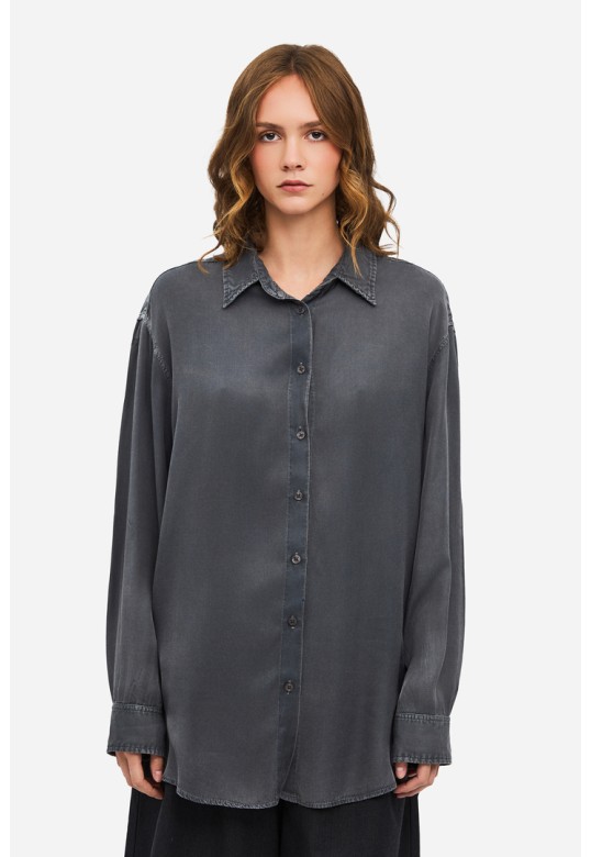 Oversized Satin Shirt VINTAGE GREY