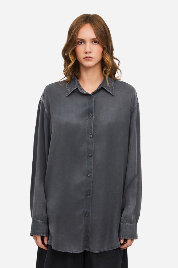 Oversized Satin Shirt VINTAGE GREY