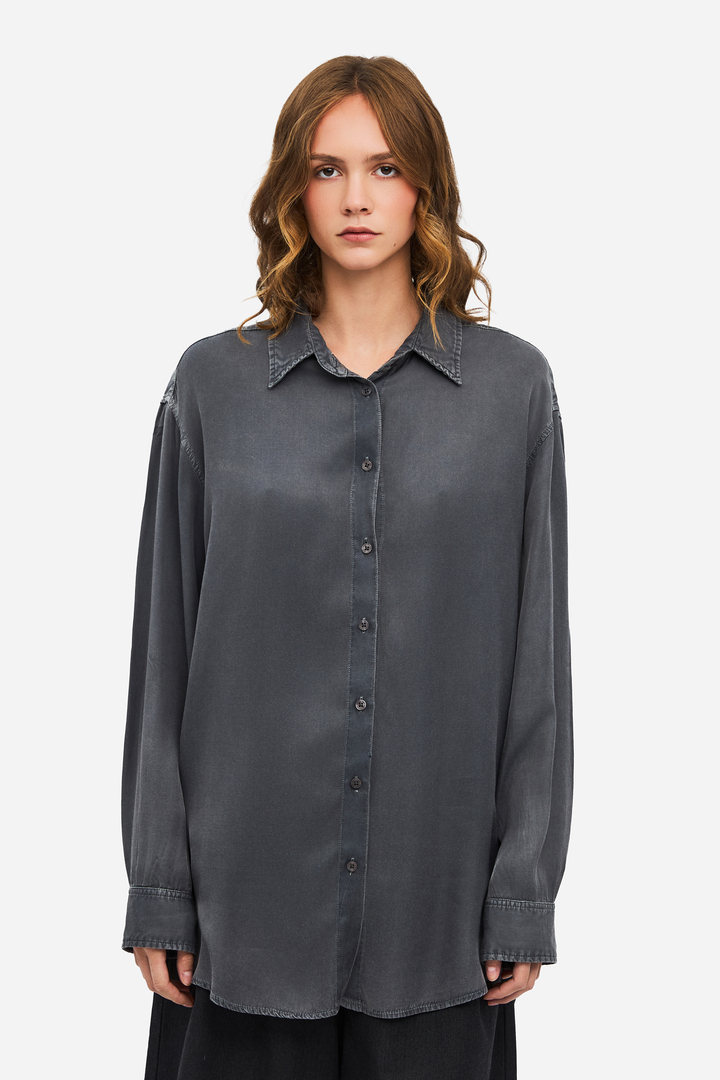 Oversized Satin Shirt VINTAGE GREY