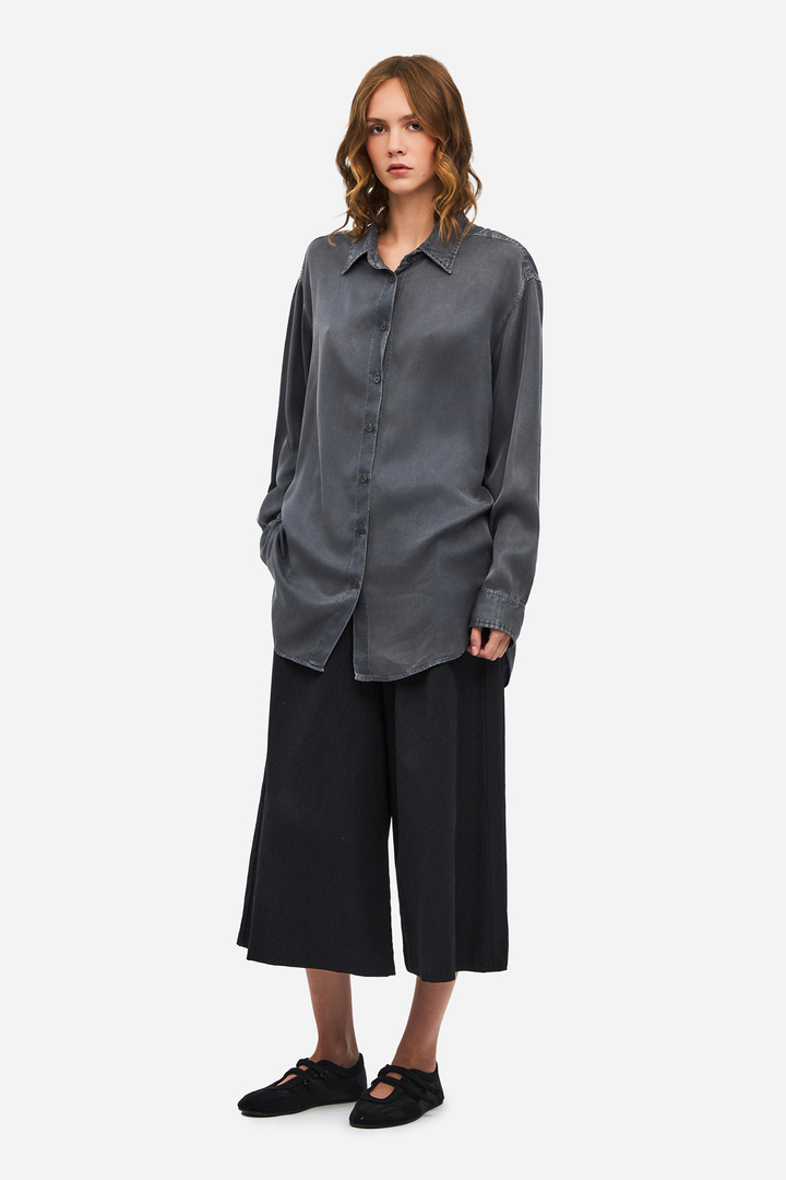 Oversized Satin Shirt VINTAGE GREY