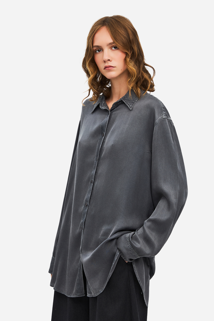 Oversized Satin Shirt VINTAGE GREY