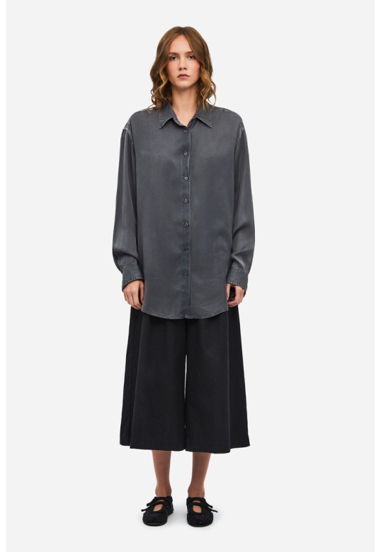Oversized Satin Shirt VINTAGE GREY
