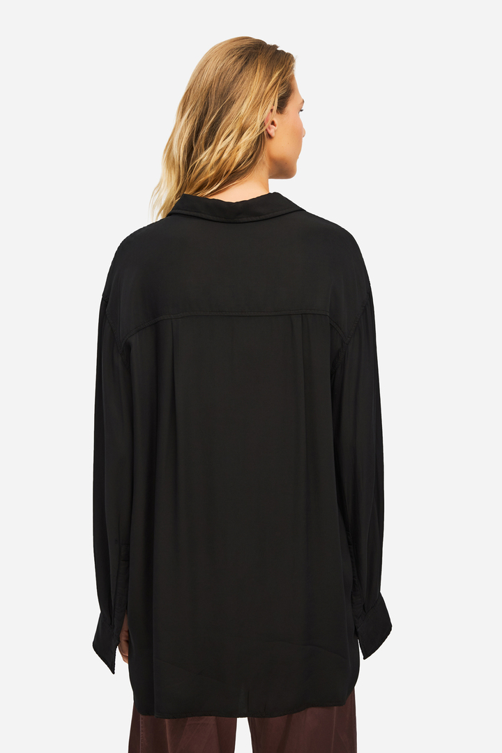 Oversized Satin Shirt BLACK